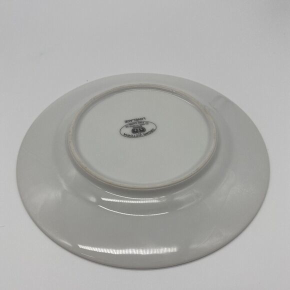 4 Vtg Crown Victoria Fine China Lovelace 6 1/2" Small Bread Plates Silver Trim - Picture 10 of 12